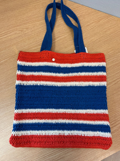 Clare V  Blue/Red NWT Crocet tote