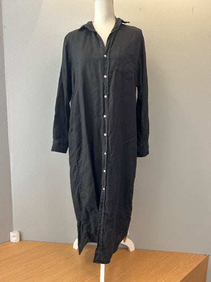 Frank & Eileen S Black LINEN LS bttn up collared maxi