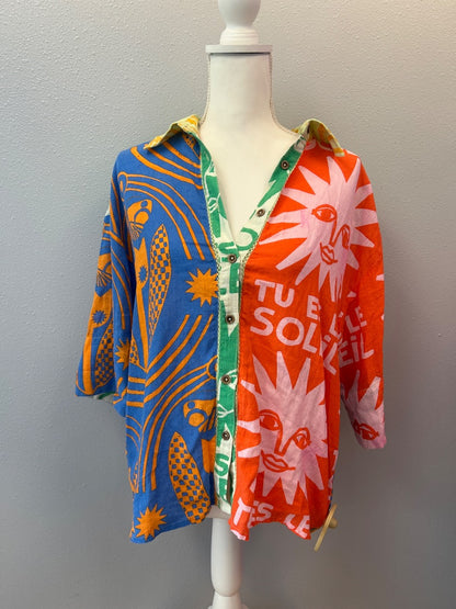 Anisa XS Red/Multi NWT Sun floral bttnup
