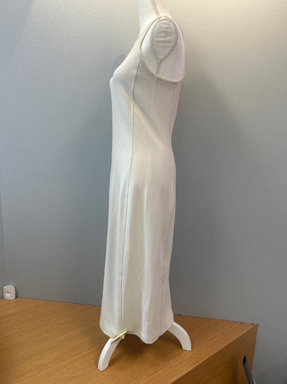 Athleta S Cream ribbed ucut sleevelesss midi