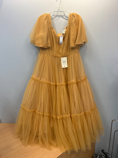 Jessakae 1X Yellow Tulle SS tiered maxi PUFFY
