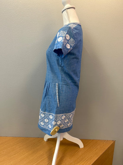 Madewell XS Blue ss embroidered v-neck