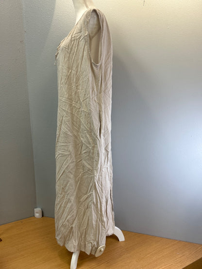 grade & gather L Tan thin stripe sleeveless 100% cotton w/ pockets