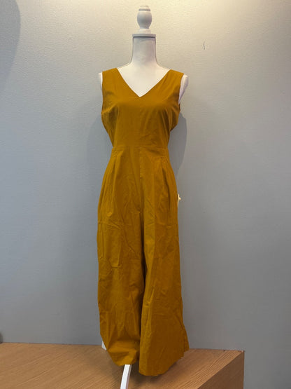 j crew 6 Yellow sleeveless jumpsuit w/ back tie/pleats