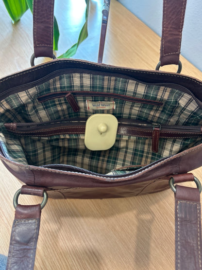 Wild West Los Angeles  Brown leather square tote bag