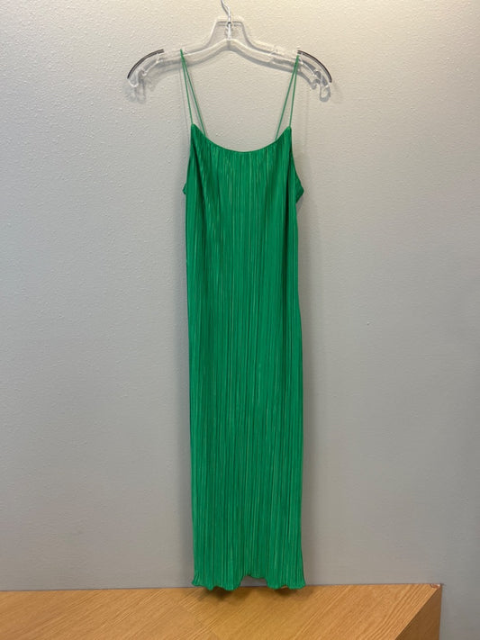Good American 0 Green pleated spaghetti strap midi