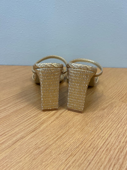 Billini 9 Gold Woven 2 strap heels