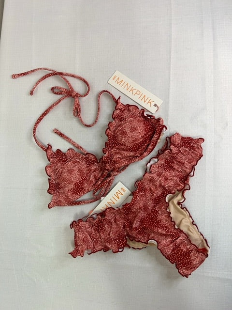 Minkpink XS Red NWT MAroka Bikini