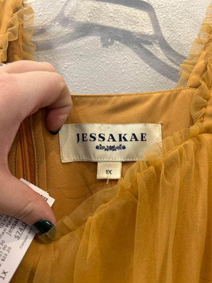 Jessakae 1X Yellow Tulle SS tiered maxi PUFFY