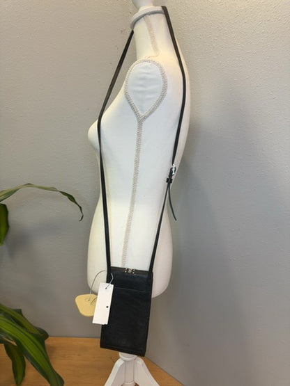 Brighton  Black SMALL phone crossbody w/ snakeskin detailing