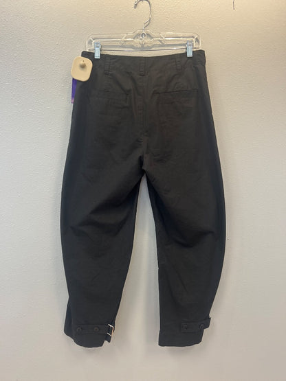 Proenza Schouler 8 Black cotton/linen cropped barrel leg w/ buckle cuffs