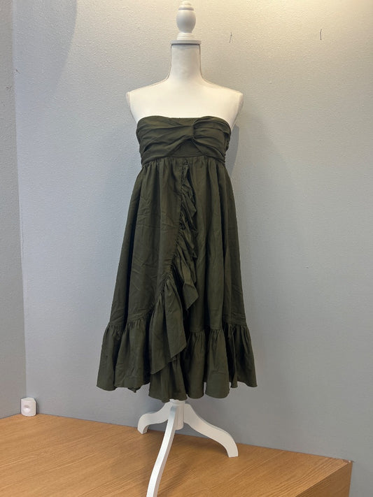 diane von furstenberg 4 Green Ruffle front Tube top