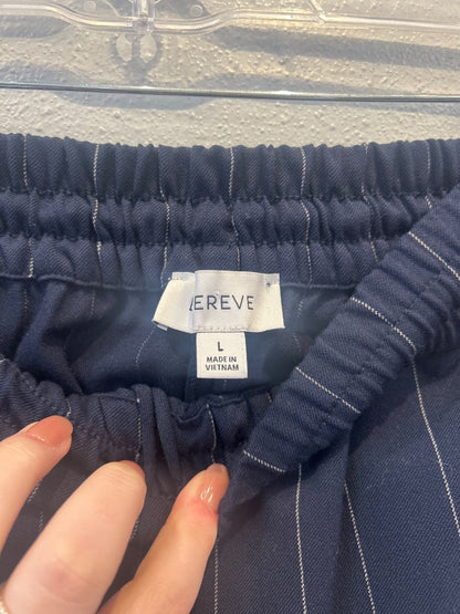 Evereve L Blue pinstripe slip on wide leg w/ striped sides