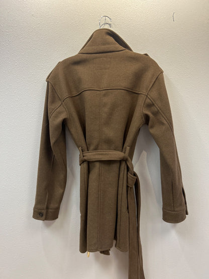 7 For All Mankind M Brown Midi peacoat JACKET w/ belt/collar
