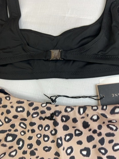 Morgan Lane size S Leopard bottom Black bow top Bikini