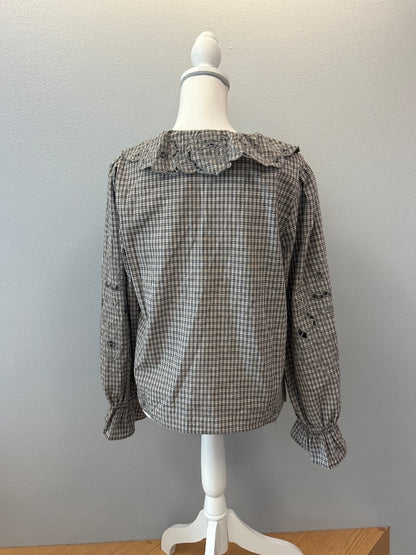 Raisonnel M Grey/Cream Plaid bttn front w/collar