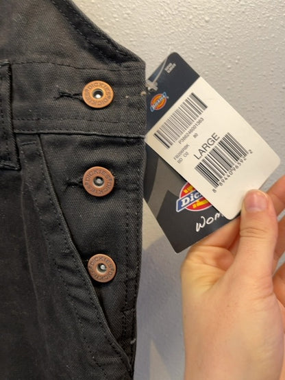 Dickies L Black 'Bib Overalls Relaxed Fit Straight Leg' NWT