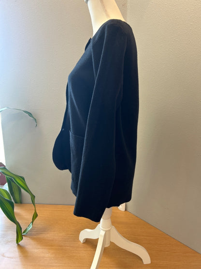 Marled M Black knit LS cardi w/ gold buttons