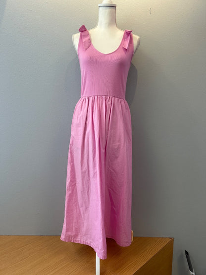 j crew S Pink Ribbed top w/shoulder ties