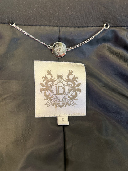 Dawn Levy S Black Midi button up jacket w/ gray/silver hardware