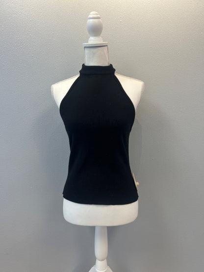 grey/ven L Black knit turtleneck tank