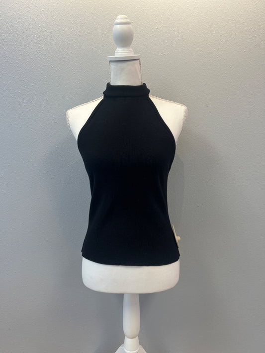 grey/ven L Black knit turtleneck tank