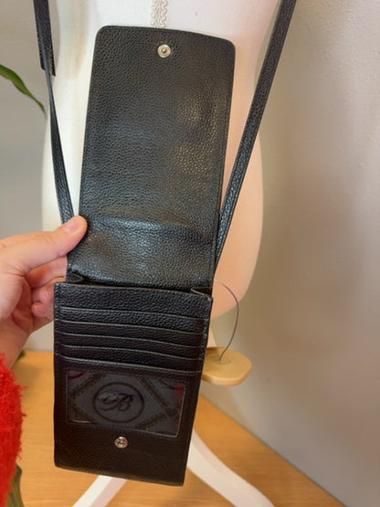 Brighton  Black SMALL phone crossbody w/ snakeskin detailing