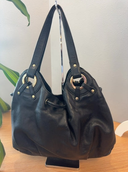 Micheal Kors  Black 2handle large bag w/ MK/gold accent AS IS