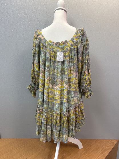 Free People XS Blue NWT LS wide neck elephant print
