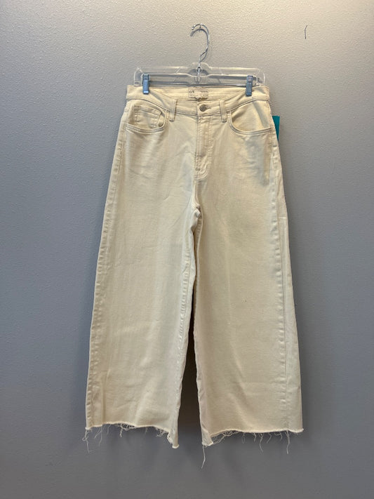 Current/Elliott 8 Cream super wide leg raw hem hi rise