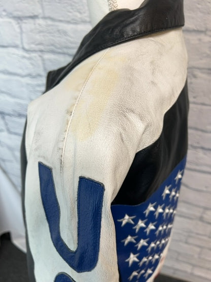 Interstate Leather size XXL Leather USA Flag Moto Jacket (as is)