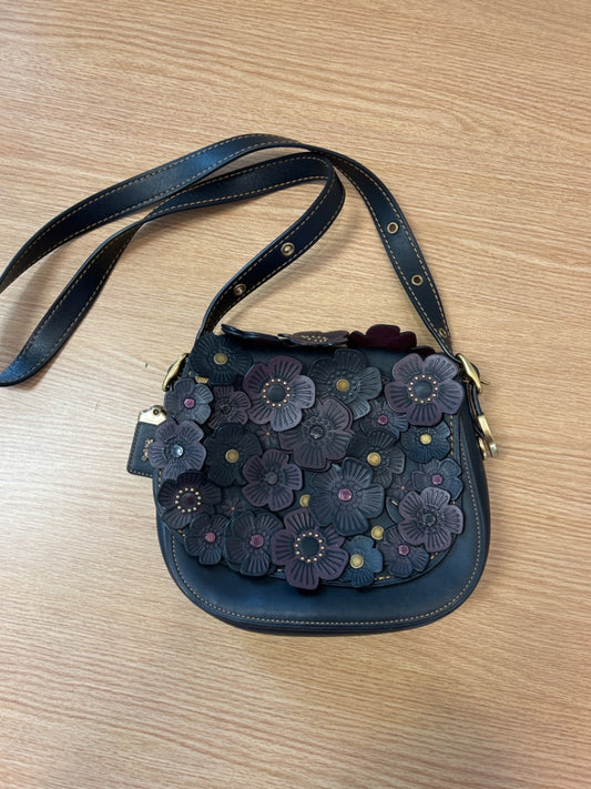 Coach  Purple Saddle 23 with Tea Rose Appliques