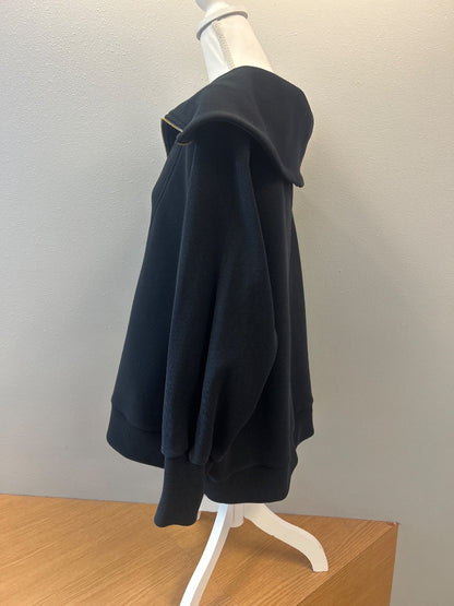 varley 2X Black cowl neck 1/4 zip ribbed sweatshirt w/ gold zip