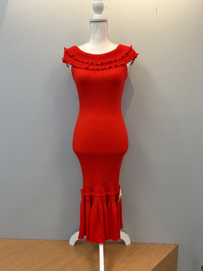 Jonathan Simkhai XS Red Ribbed off shoulder NWT