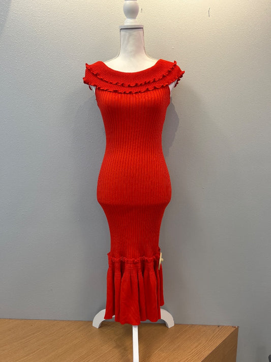 Jonathan Simkhai XS Red Ribbed off shoulder NWT