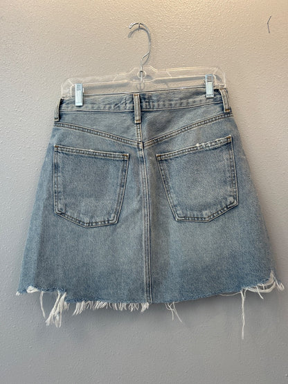 Agolde 2 Light Wash Denim asymetric waist raw hem