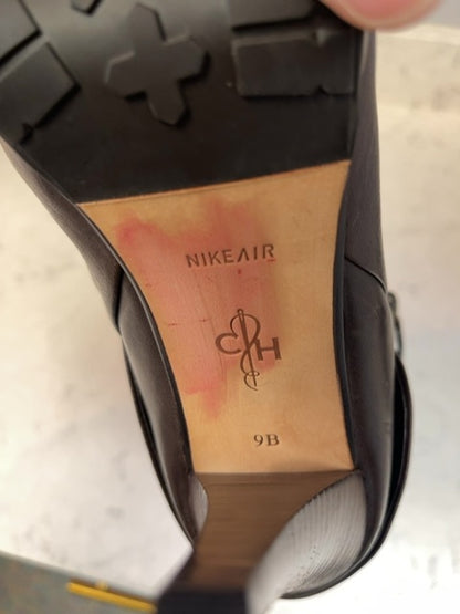 Cole Haan 9 Brown brown leather calf boot w/ gray gelt upper