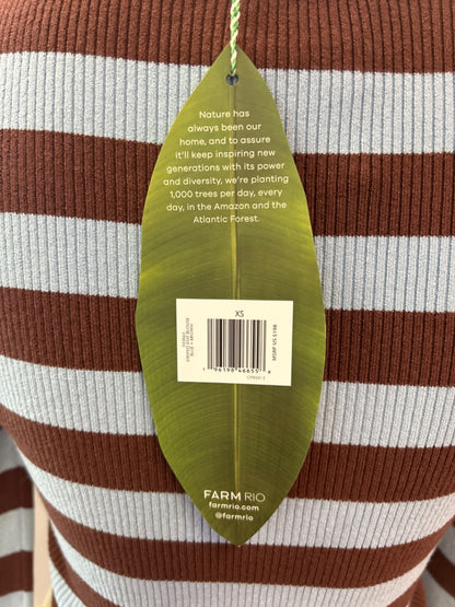 Farm Rio XS Blue/brown NWT Stripe LS U-Neck Cropped