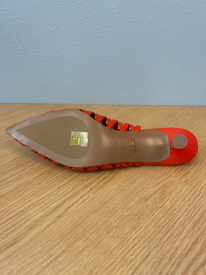 Bibi Lou 8.5 Orange Woven point toe kitten heel