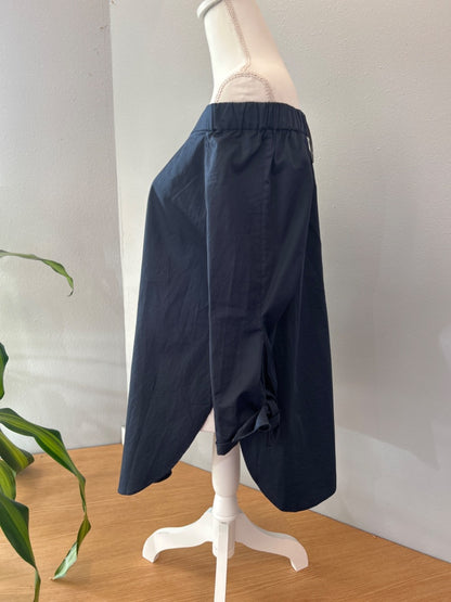 Tibi 2/XS Blue off the shoulder LS bow flowy blouse