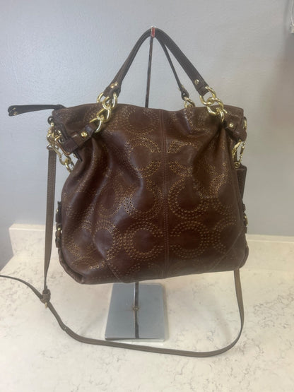 Coach  Brown vinage embossed gold CC med. leather w/ 2nd strap