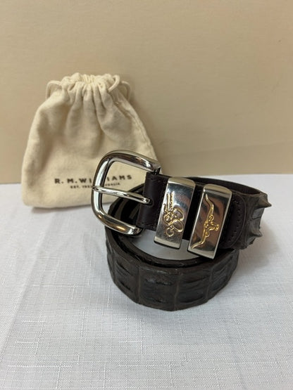 R.M. Williams XS Brown Crocodile Drover Belt