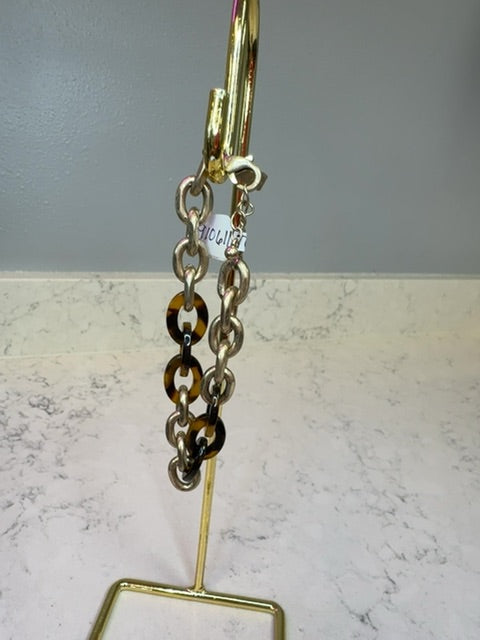 Canvas Gold Heavy Link w/ Tortoise, Clasp Bracelet Gold Plated