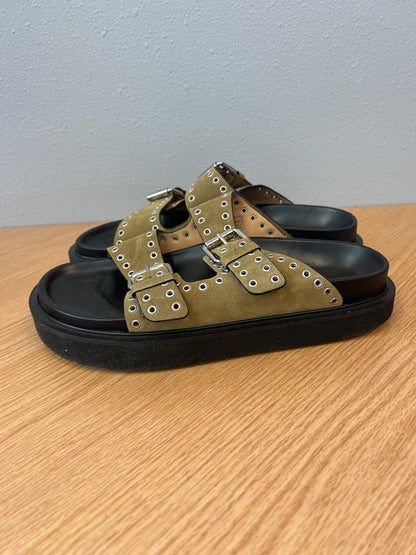 Isabel Marant 8.5 Green NWOB Lenny Leather Sandal w/grommets