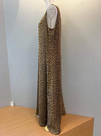 Ralph Lauren 14 Tan /blk cheetah SILK sleeveless maxi