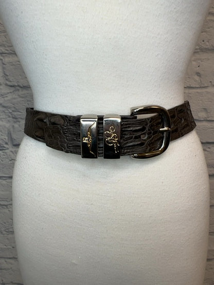 R.M. Williams XS Brown Crocodile Drover Belt