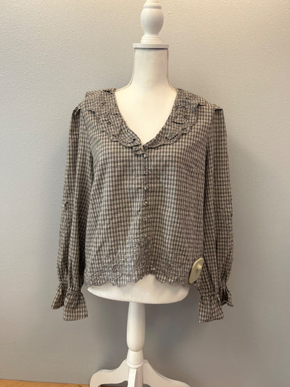 Raisonnel M Grey/Cream Plaid bttn front w/collar