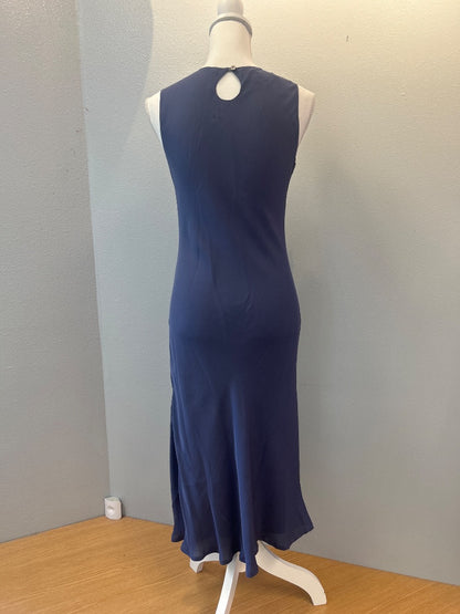 Tommy Bahama S Blue SILK sleeveless maxi w/ back bttn