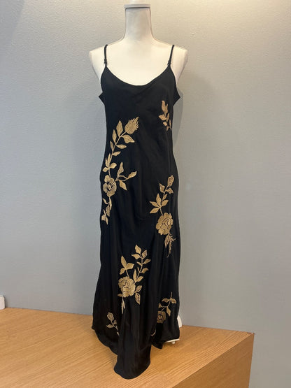 Johnny Was M Black /tan floral sleeveless slinky maxi