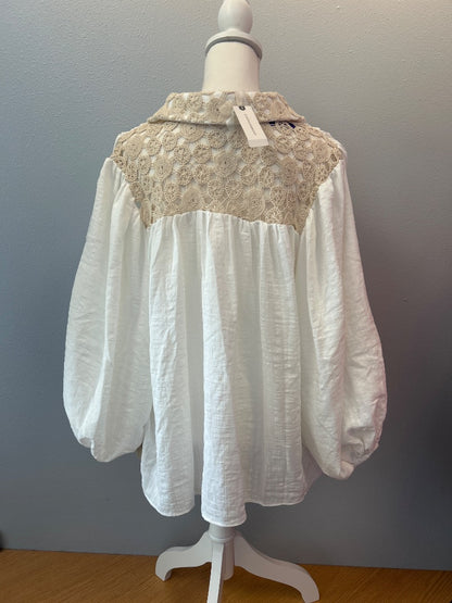 Mare Mare XS White NWT Crochet Yoke